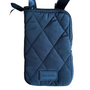 Vera Bradley Quilted Black Small Quilted ID Holder Cell Phone Crossbody